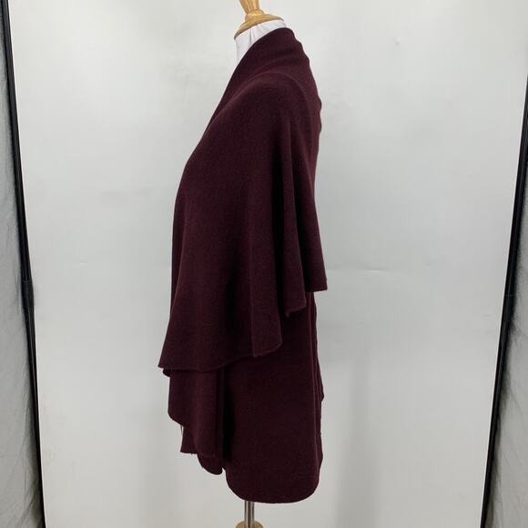 Look By M Shawl Vest Womens One Size Raisin Waterfall Hem Open Front Cardigan - Picture 4 of 11